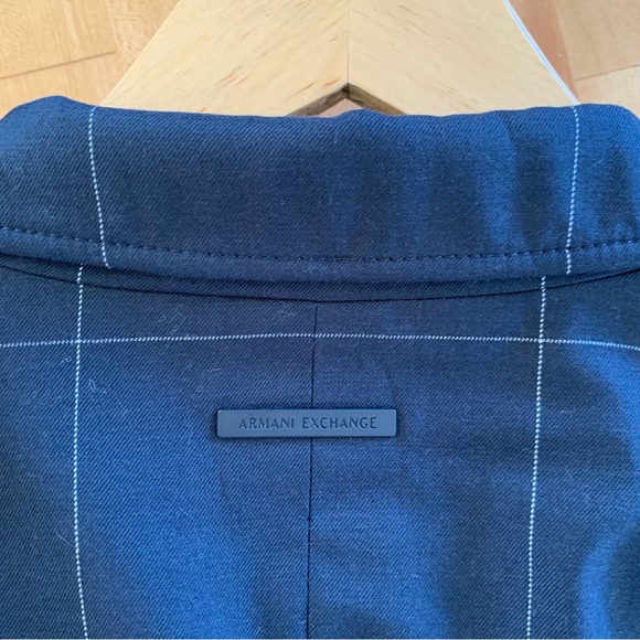 Armani Exchange Blazer Jacket Navy Blue Sports Coat Grid Print Plaid NEW Size 38 - Picture 9 of 10